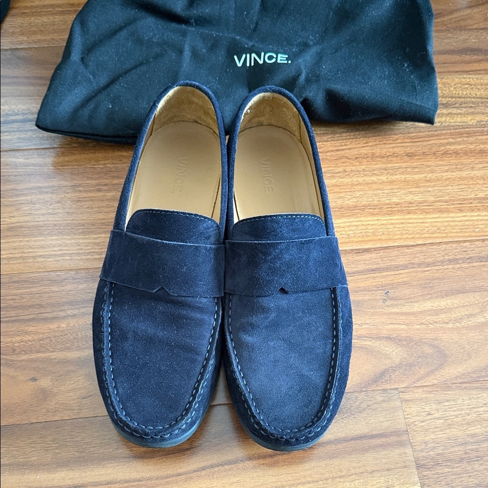 Vince Men's Dark Blue Suede Loafers
